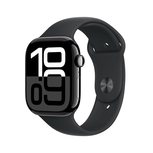 Apple Watch Series 10 GPS Smartwatch 42mm Alugehäuse Diamantschwarz Sportarmband M/L