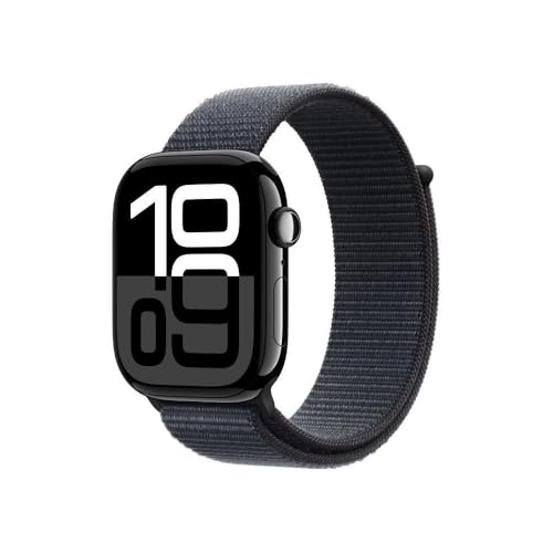 Apple Watch Series 10 GPS Smartwatch 42mm Alugehäuse Diamantschwarz Sportarmband M/L