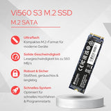 Verbatim Vi560 S3 SSD 512 GB, internes SATA III M.2 2280 SSD-Laufwerk mit 3D-NAND, bis zu 550 MB/s Lesegeschwindigkeit, ideal für Notebook und Ultrabook, schwarz