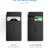 Inateck Festplattengehäuse 3.5 USB 3.0, Externes HDD Gehäuse für 2,5”/ 3,5” SATA HDD und SSD, Unterstützt UASP und maximal 20 TB Laufwerke, 12 V/ 2A Netzteil