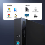 UGREEN USB 3.0 Festplattengehäuse UASP 3,5 Zoll Externe Festplatten Gehäuse USB 3.0 externes Gehäuse Case für 3.5" SATA SSD und HDD mit USB 3.0 Kabel und 12V 2A Netzteil,werkzuglos Schwarz