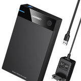 UGREEN USB 3.0 Festplattengehäuse UASP 3,5 Zoll Externe Festplatten Gehäuse USB 3.0 externes Gehäuse Case für 3.5" SATA SSD und HDD mit USB 3.0 Kabel und 12V 2A Netzteil,werkzuglos Schwarz