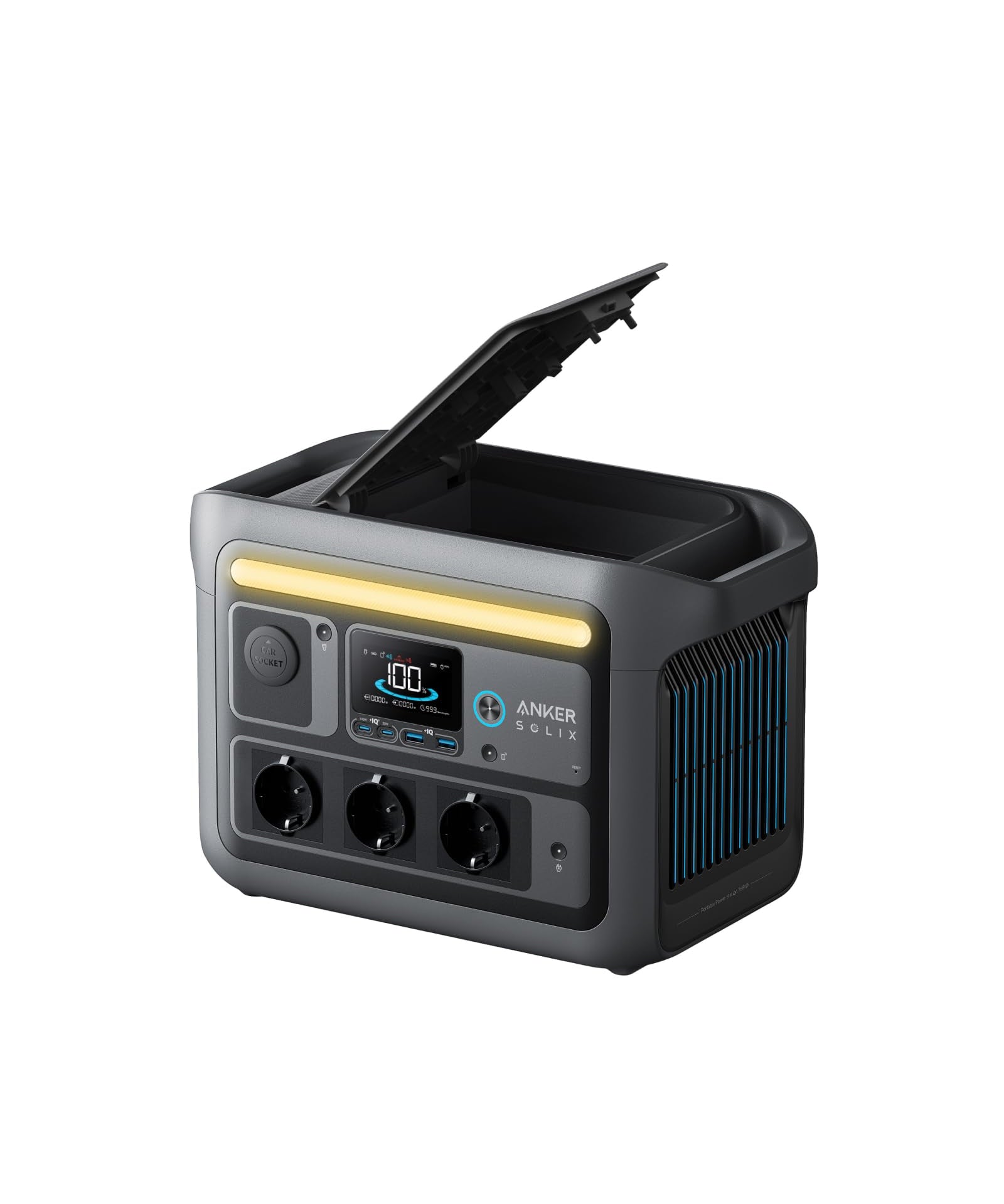 Anker SOLIX C800 Plus Tragbare Powerstation mit 100W Solarpanel, 1200W (1600W Spitzenleistung) Solargenerator für Campingbeleuchtung, 768Wh LiFePO4 Akkus für Camping, Wohmobil, Reisen, Stromausfall