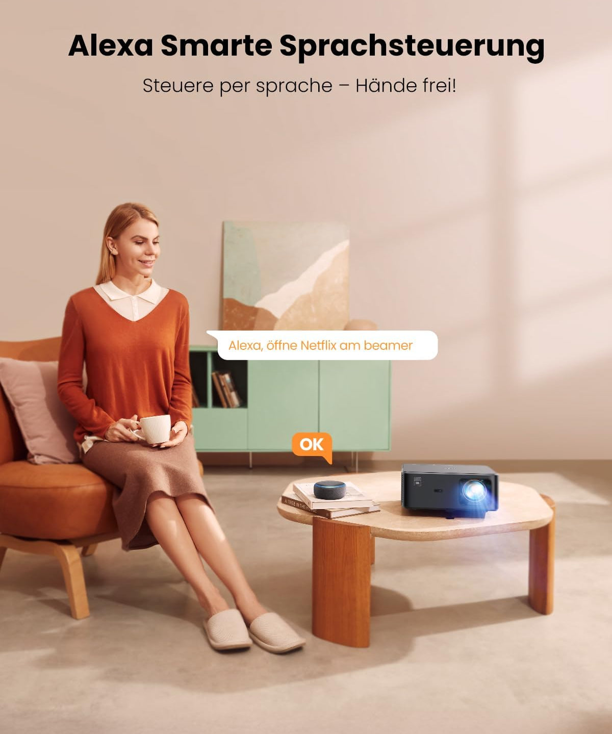 YABER K2s 4K Android TV Beamer: JBL Sound, Autofokus, WiFi 6 für ultimatives Heimkino