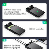 UGREEN USB 3.0 Festplattengehäuse UASP 3,5 Zoll Externe Festplatten Gehäuse USB 3.0 externes Gehäuse Case für 3.5" SATA SSD und HDD mit USB 3.0 Kabel und 12V 2A Netzteil,werkzuglos Schwarz