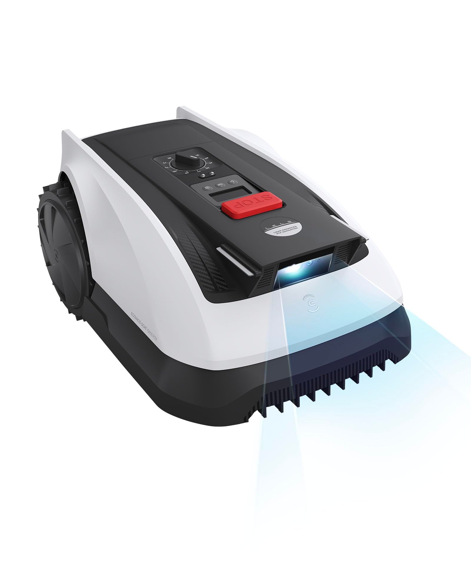 ECOVACS Goat O1200 RTK Mähroboter ohne Begrenzungskabel, 1200 m², LiDAR-unterstützte RTK+Vision Navigation, Rasenmäher Roboter, einstellbare Schnitthöhe 3-8cm, Auto-Kartierung, 0,7m Engstellen