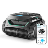 WYBOT C2 Poolroboter Akku Boden und Wand für Einbaupools bis 150㎡, Doppelfiltration, 3-Fach Motor, Starke Saugkraft, Wandkletter & Wasserlinie, 183 Min, App(Schwarz-Grün B)