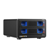CENMATE Aluminium Festplattengehäuse mit Zwei Einschüben und Lüfter für 2.5„/3.5“ SATA HDD/SSD mit USB A/C 3.0, werkzeugloses Festplattengehäuse, Daisy Chain Erweiterung, DAS(NO RAID/NAS)