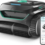 WYBOT C2 Poolroboter Akku Boden und Wand für Einbaupools bis 150㎡, Doppelfiltration, 3-Fach Motor, Starke Saugkraft, Wandkletter & Wasserlinie, 183 Min, App(Schwarz-Grün B)