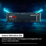Samsung 990 PRO NVMe M.2 SSD , 1 TB, PCIe 4.0, 7.450 MB/s Lesen, 6.900 MB/s Schreiben, Interne SSD für Gaming und Videobearbeitung, Schwarz, MZ-V9P1T0BW
