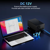 CENMATE Aluminium Festplattengehäuse mit Zwei Einschüben und Lüfter für 2.5„/3.5“ SATA HDD/SSD mit USB A/C 3.0, werkzeugloses Festplattengehäuse, Daisy Chain Erweiterung, DAS(NO RAID/NAS)