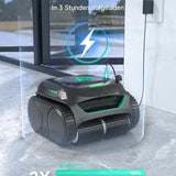 WYBOT C2 Poolroboter Akku, Boden & Wand, bis 150㎡, Doppelfilter, 3 Motoren, Wandkletter, 183 Min, App, Schwarz-Grün B