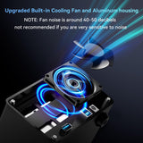 CENMATE Aluminium Festplattengehäuse mit Zwei Einschüben und Lüfter für 2.5„/3.5“ SATA HDD/SSD mit USB A/C 3.0, werkzeugloses Festplattengehäuse, Daisy Chain Erweiterung, DAS(NO RAID/NAS)
