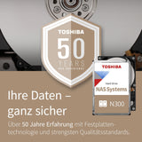 TOSHIBA N300 18TB Interne NAS-Festplatte, 3.5'' SATA HDD, 7200 RPM, 24/7 Betrieb, Unterstützt 1-8 Baysysteme, 128MB Cache, 180TB/Jahr Arbeitslast, 3 Jahre Garantie (HDEXZ10ZNA51F).