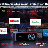 TOPTRO X9 4K Smart Beamer: Netflix, Dolby Audio, 1200 ANSI, KI-Autofokus, WiFi