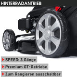 BRAST® Benzin Rasenmäher mit Antrieb | 5,2kW (7PS) | 55cm Schnittbreite | viele Modelle | TÜV | 30-80mm Schnitthöhe | 60L Fangkorb | 4 Takt OHV Motor | Stahlgehäuse | Speed