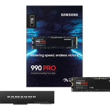 Samsung 990 PRO NVMe M.2 SSD , 1 TB, PCIe 4.0, 7.450 MB/s Lesen, 6.900 MB/s Schreiben, Interne SSD für Gaming und Videobearbeitung, Schwarz, MZ-V9P1T0BW