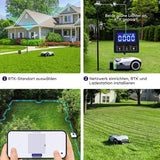 ANTHBOT Genie Mähroboter ohne Begrenzungskabel 3600 m², Full Band RTK + 4-Augen-Vision Roboter-Rasenmäher, 30+ Mehrzonen-Management, KI-Intelligente Hindernisvermeidung & Rasenpflege - Genie 3000