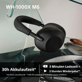 Sony WH-1000XM6 Flagship Noise Cancelling Over-Ear Kopfhörer – Hi-Res Sound, Komfort, faltbar, 30h Akku